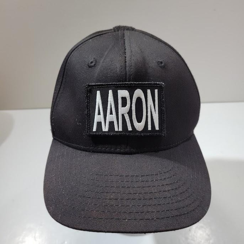 Aaron Hat Cap Strap Back Black Patch Embroidered Tactical Name Mens Rapdom